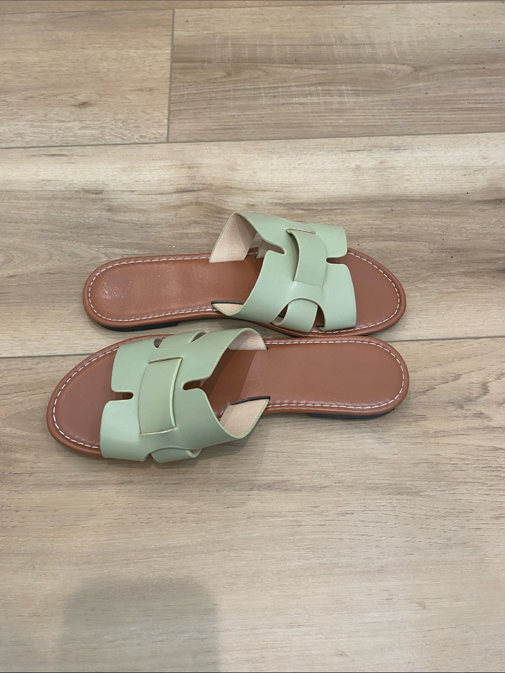 SHEIN Sage Green Slide Sandals with Cutout Strap